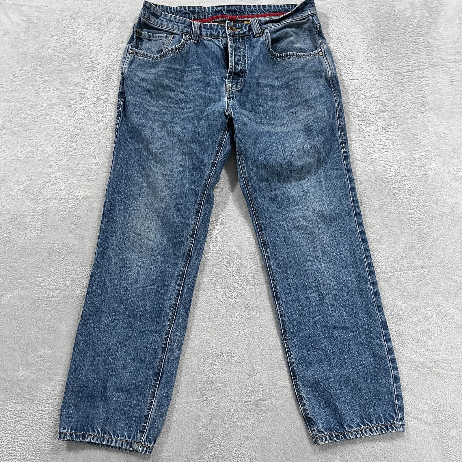 Carbon 2 Cobalt Jeans Mens 32x29 Blue Button Fly Straight Leg Cotton Grunge Vtg